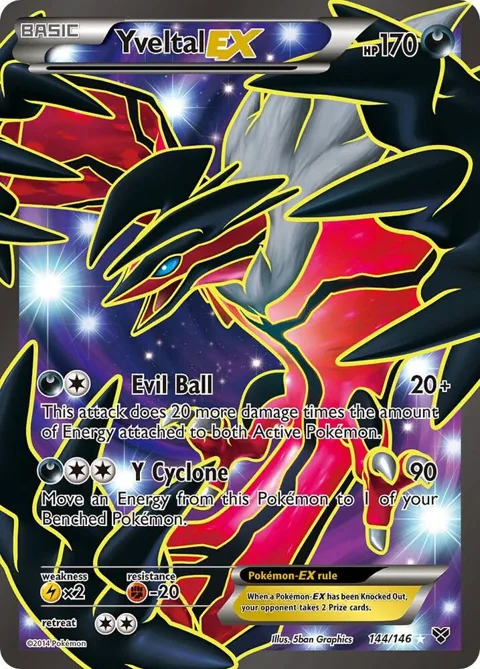 Yveltal EX 144 Full Art #144/146 Holofoil Pokémon card from XY Base Set