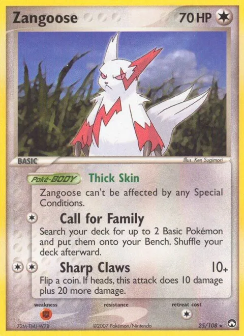 Zangoose #25/108 Reverse Holofoil Pokémon card from EX Power Keepers
