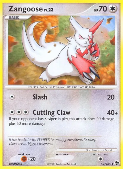 Zangoose #59/106 Pokémon card from Great Encounters