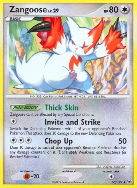 Zangoose #66/127 Reverse Holofoil Pokémon card from Platinum