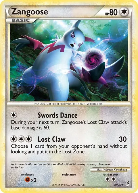 Zangoose #39/95 Pokémon card from Call of Legends