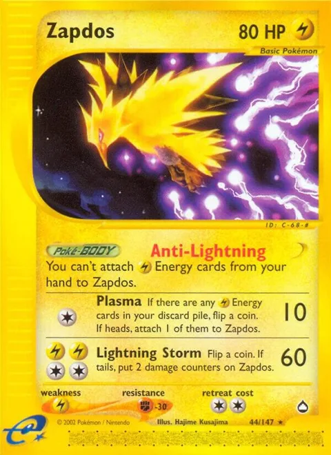 Zapdos #044/147 Pokémon card from Aquapolis