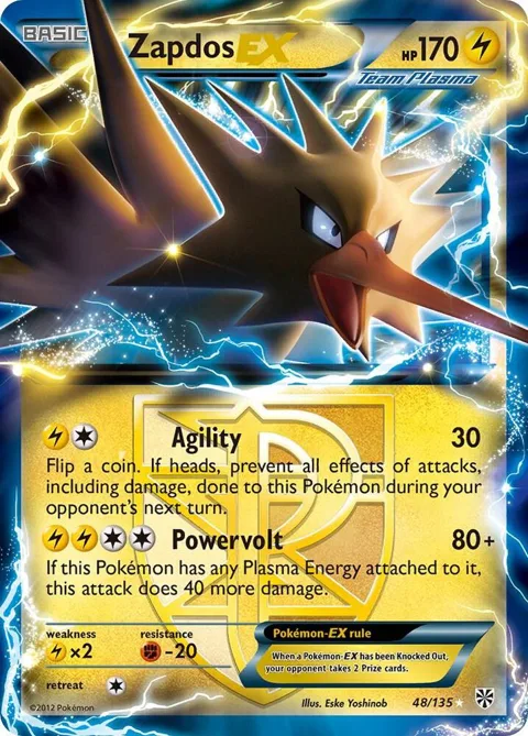 Zapdos EX Team Plasma #48/135 Holofoil Pokémon card from Plasma Storm