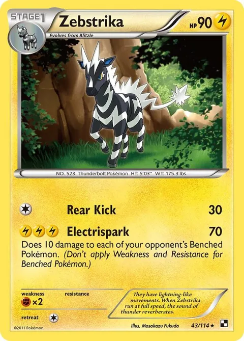 Zebstrika 43 #43/114 Pokémon card from Black and White