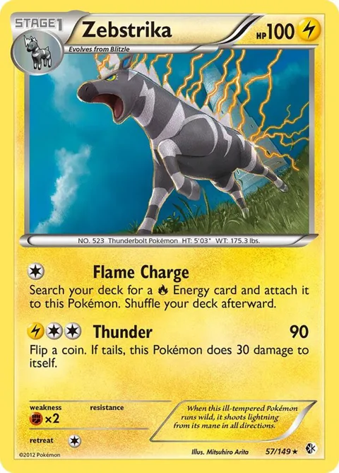 Zebstrika #57/149 Reverse Holofoil Pokémon card from Boundaries Crossed