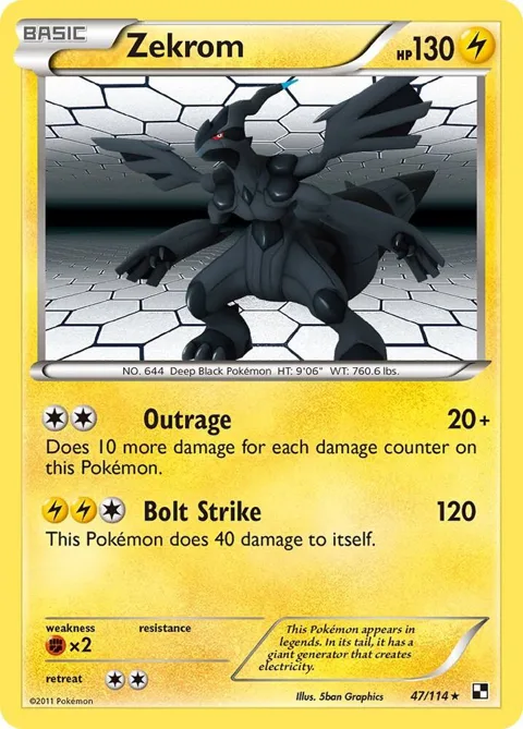 Zekrom #47/114 Holofoil Pokémon card from Black and White