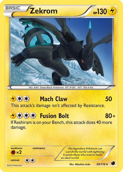 Zekrom #39/116 Reverse Holofoil Pokémon card from Plasma Freeze
