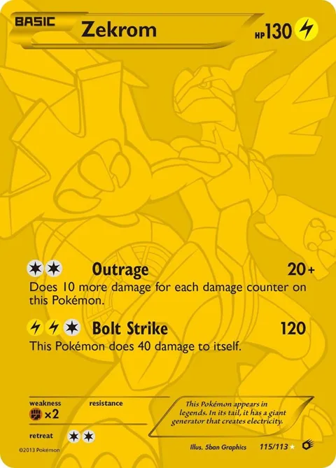 Zekrom 115 Full Art Secret Rare #115/113 Holofoil Pokémon card from Legendary Treasures
