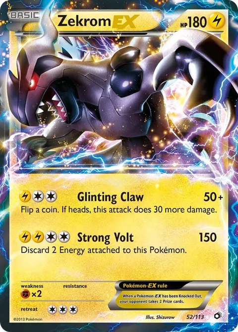 Zekrom EX #52/113 Holofoil Pokémon card from Legendary Treasures