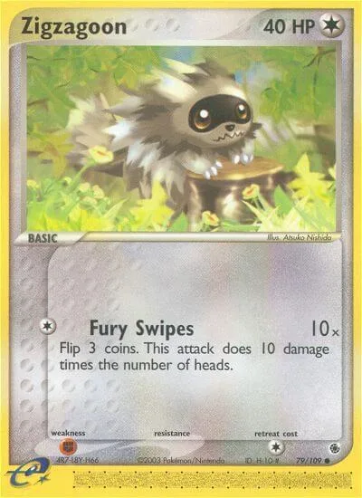 Zigzagoon #79/109 Pokémon card from EX Ruby and Sapphire