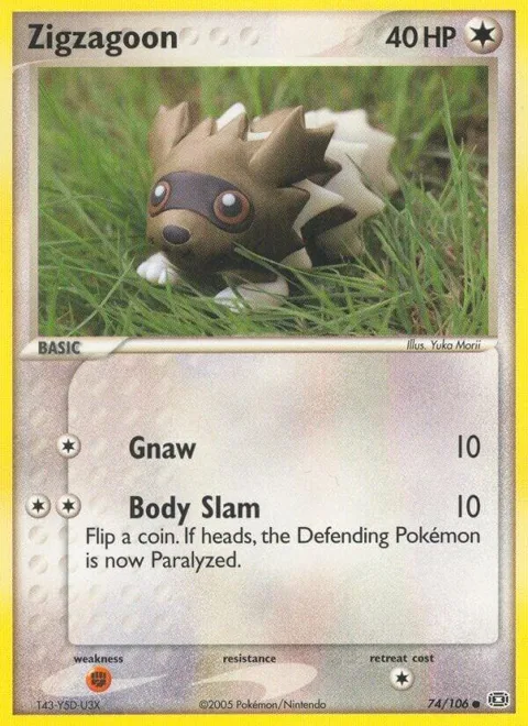 Zigzagoon #74/106 Pokémon card from EX Emerald