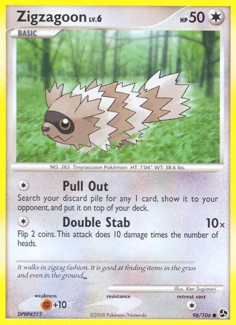 Zigzagoon #96/106 Pokémon card from Great Encounters