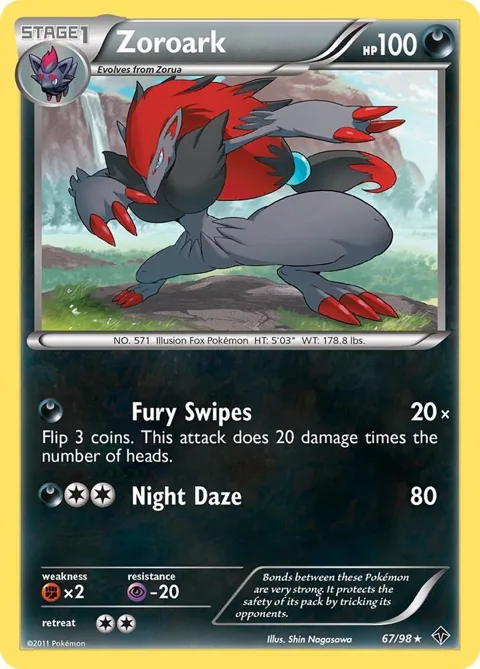 Zoroark #67/98 Reverse Holofoil Pokémon card from Emerging Powers