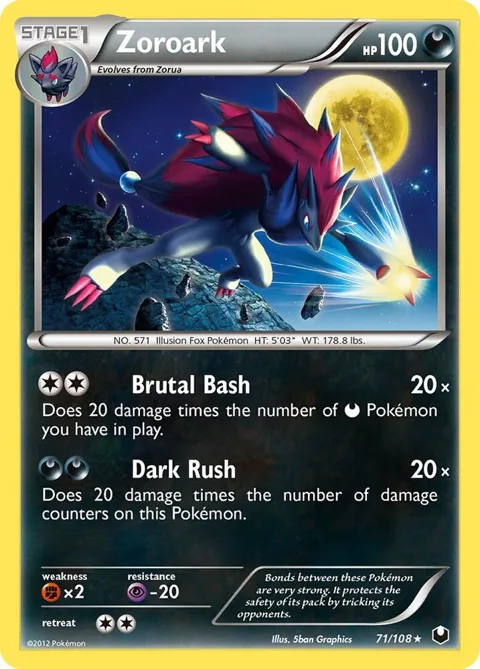 Zoroark #71/108 Pokémon card from Dark Explorers