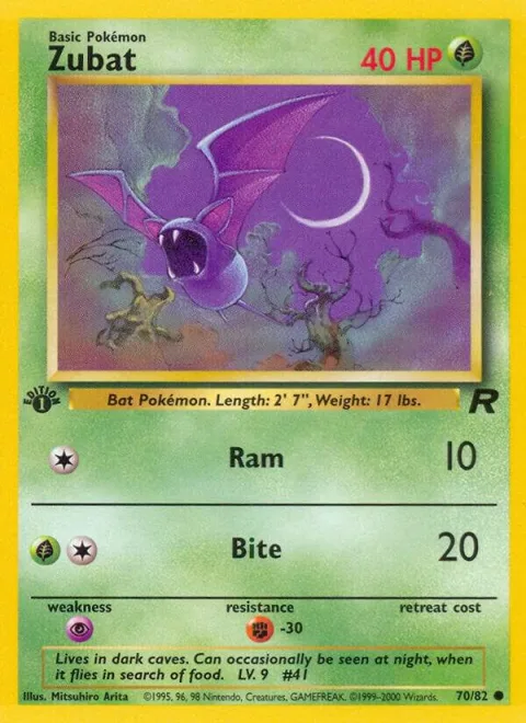 Zubat #70/82 1st Edition Pokémon card from Team Rocket