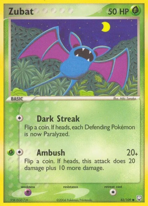 Zubat #82/109 Reverse Holofoil Pokémon card from EX Team Rocket Returns