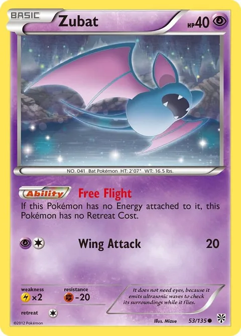 Zubat 53 #53/135 Pokémon card from Plasma Storm