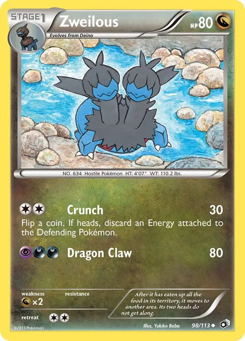 Zweilous #98/113 Pokémon card from Legendary Treasures