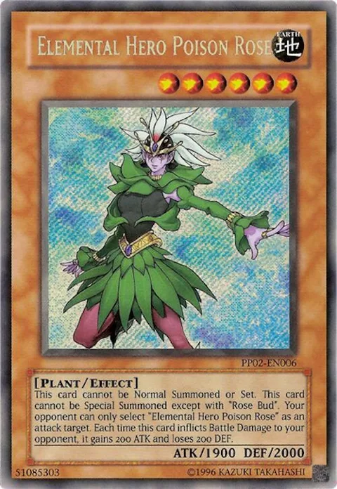 Elemental Hero Poison Rose PP02-EN006 PP02 Unlimited Secret Rare Yu-Gi-Oh card from Premium Pack 2