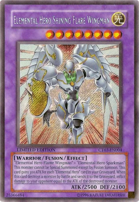 Elemental HERO Shining Flare Wingman CT03-EN004 Yu-Gi-Oh card from 2006 Collectors Tin