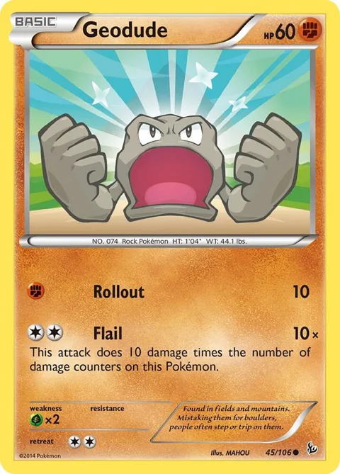 Geodude #45/106 Pokémon card from XY - Flashfire