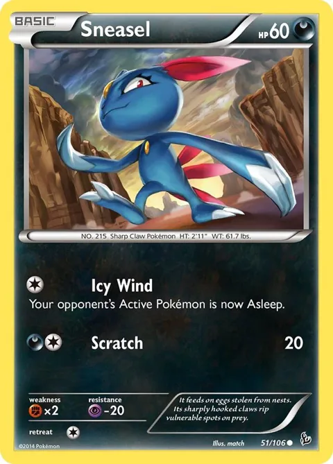 Sneasel 51 #51/106 Reverse Holofoil Pokémon card from XY - Flashfire
