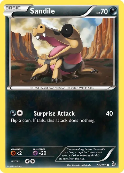 Sandile #56/106 Pokémon card from XY - Flashfire