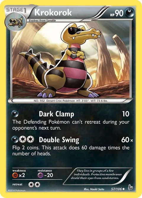 Krokorok #57/106 Reverse Holofoil Pokémon card from XY - Flashfire