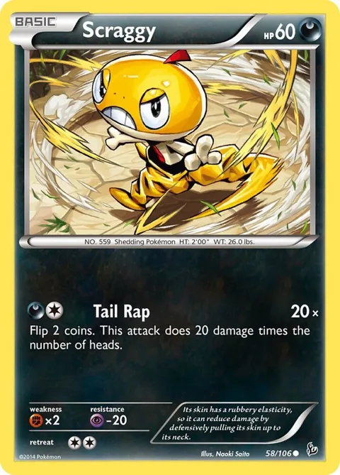 Scraggy #58/106 Pokémon card from XY - Flashfire