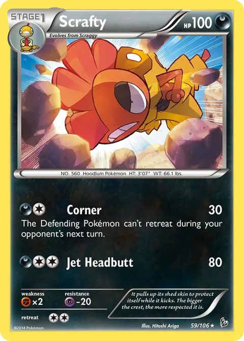 Scrafty #59/106 Pokémon card from XY - Flashfire