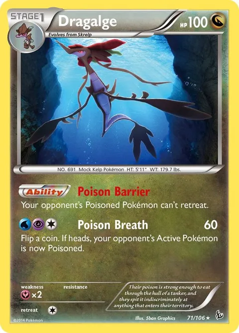 Dragalge #71/106 Reverse Holofoil Pokémon card from XY - Flashfire
