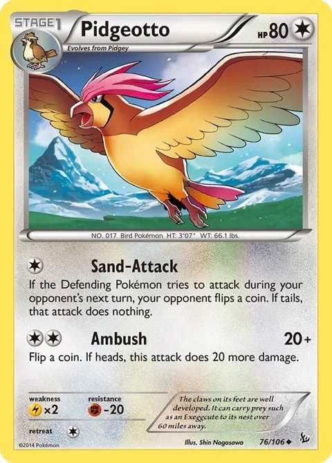 Pidgeotto #76/106 Reverse Holofoil Pokémon card from XY - Flashfire