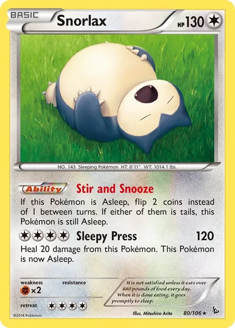 Snorlax #80/106 Pokémon card from XY - Flashfire
