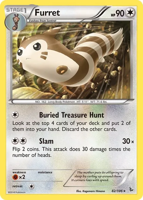 Furret #82/106 Reverse Holofoil Pokémon card from XY - Flashfire