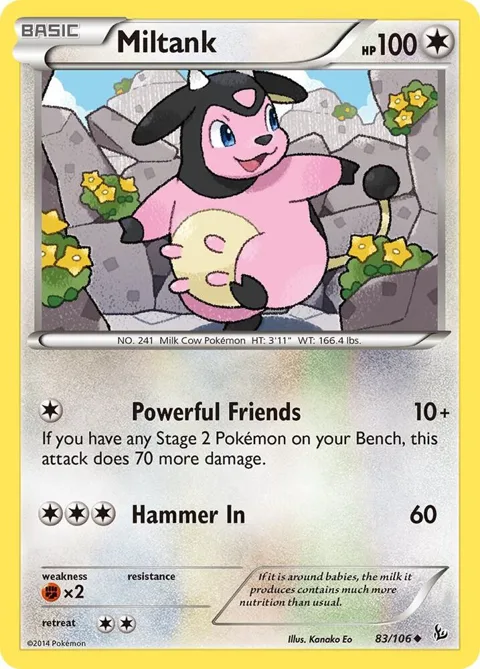 Miltank #83/106 Reverse Holofoil Pokémon card from XY - Flashfire