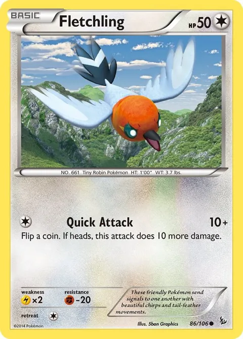 Fletchling #86/106 Pokémon card from XY - Flashfire