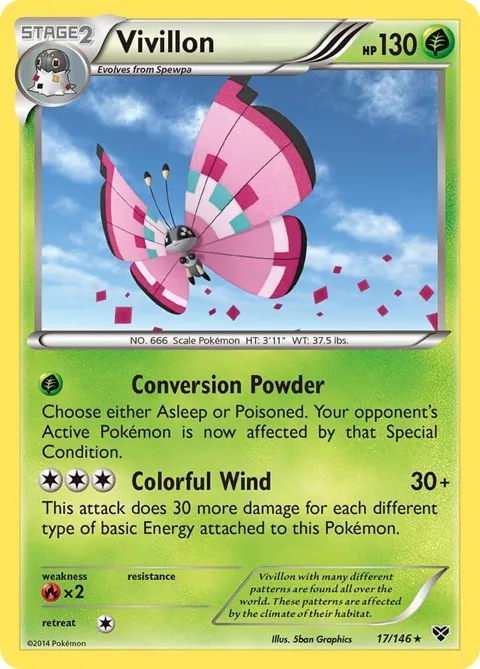 Vivillon Meadow [Pink] #17/146 Reverse Holofoil Pokémon card from XY Base Set