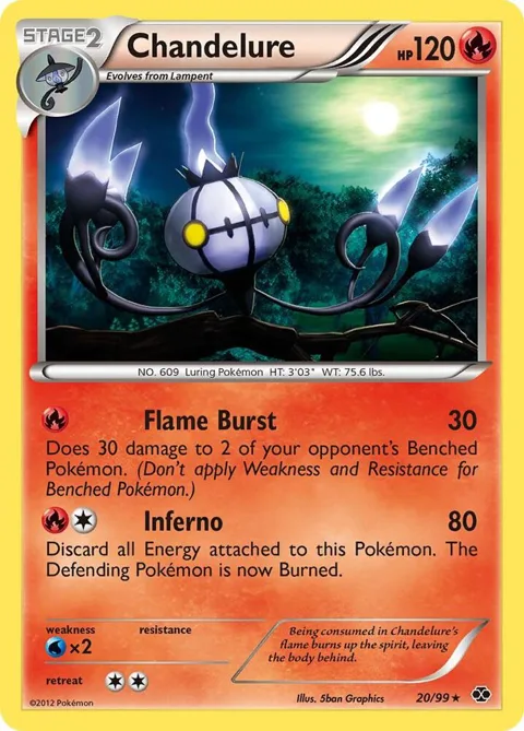 Chandelure #20/99 Holofoil Pokémon card from Next Destinies