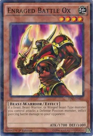 Enraged Battle Ox Shatterfoil BP03-EN011 Yu-Gi-Oh card from Battle Pack 3: Monster League