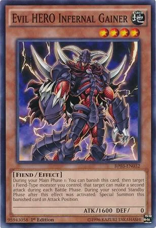 Evil HERO Infernal Gainer BP03-EN032 Yu-Gi-Oh card from Battle Pack 3: Monster League