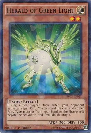 Herald of Green Light Shatterfoil BP03-EN022 Yu-Gi-Oh card from Battle Pack 3: Monster League
