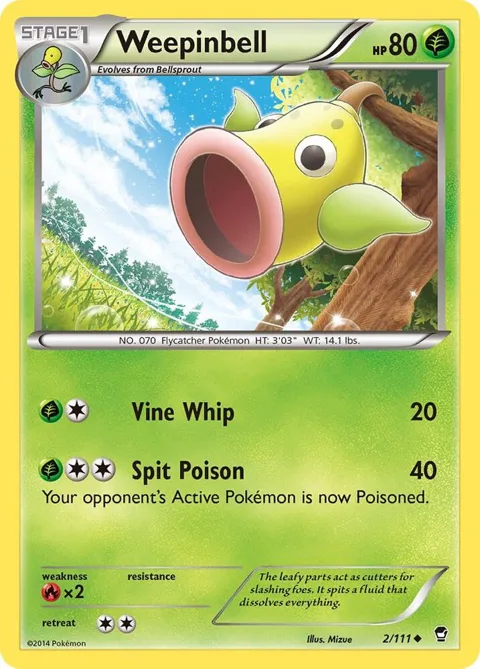 Weepinbell #2/111 Pokémon card from XY - Furious Fists