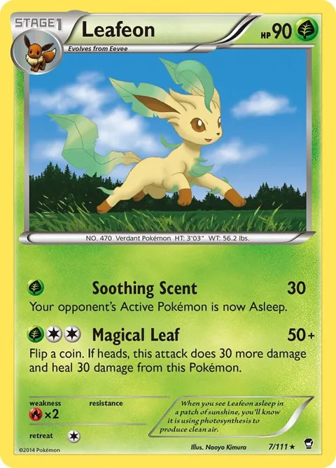Leafeon #7/111 Reverse Holofoil Pokémon card from XY - Furious Fists