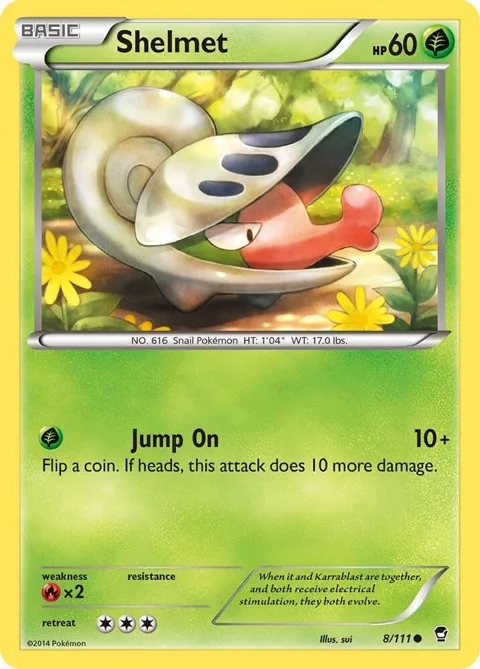 Shelmet #8/111 Reverse Holofoil Pokémon card from XY - Furious Fists
