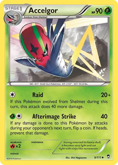 Accelgor #9/111 Reverse Holofoil Pokémon card from XY - Furious Fists