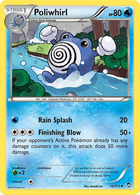 Poliwhirl #16/111 Reverse Holofoil Pokémon card from XY - Furious Fists