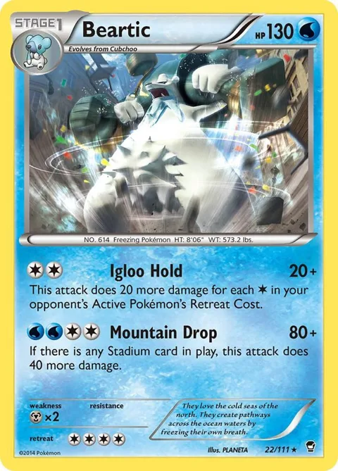 Beartic #22/111 Pokémon card from XY - Furious Fists
