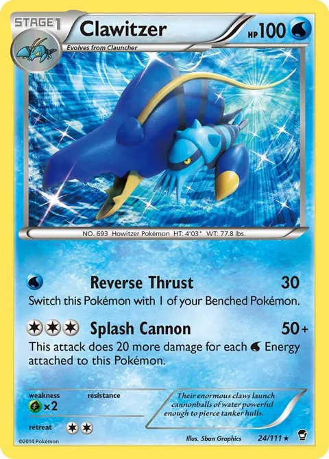 Clawitzer #24/111 Reverse Holofoil Pokémon card from XY - Furious Fists