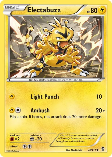 Electabuzz #29/111 Pokémon card from XY - Furious Fists