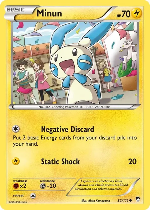Minun #32/111 Reverse Holofoil Pokémon card from XY - Furious Fists